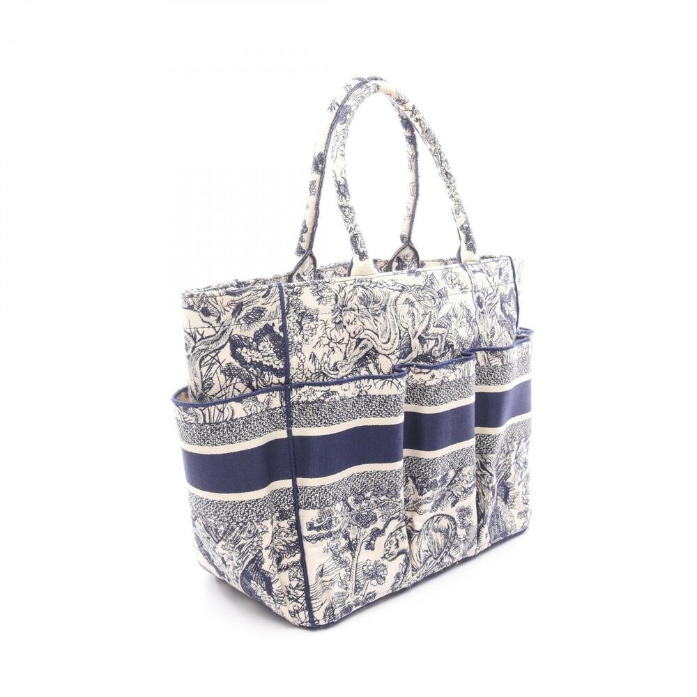 Dior Embroidered TOTE Canvas Ivory Bag BOOK White Navy Blue Gardener